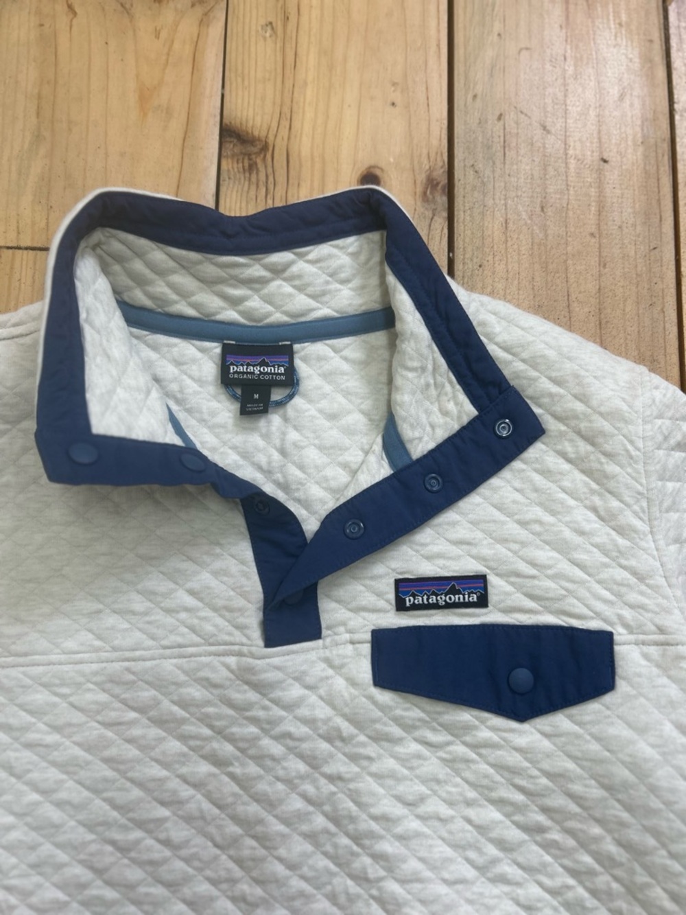 Patagonia Quilted Snap-T Pullover Women’s M Organic Cotton Cream Sweater - Picture 3 of 3